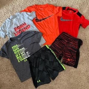 Boys Nike & Under Armor Lot 4 shirts / 2 shorts 4T